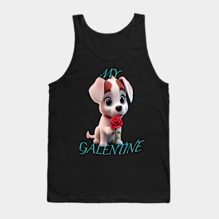 My galentine puppy with red roses Tank Top